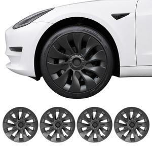 Wheel Covers for Tesla 2017-2023 Model 3 18" Aero Wheel with Center Caps, 18 inch Wheel Covers Hubcap for Tesla 2017-2023 Model 3 Accessories Matte Black 4PCS