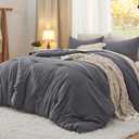 Bedsure Queen Size Comforter Set, Dark Grey Soft Prewashed Bedding for All Seasons, 3 Pieces GentleSoft Warm Down Alternative Bed Set, 1 Lightweight Comforter (90"x90") and 2 Pillowcases (20"x26")