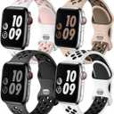 Adorve 4 Pack Sport Bands Compatible with Apple Watch Bands for Men Women 49mm 46mm 45mm 44mm 42mm 41mm 40mm 38mm,Breathable Soft Silicone Strap for iWatch Band Series 11 10 SE Ultra 9 8 7 6 5 4 3 2 1 (WhitePink/PinkBrown/WhiteBlack/AnthraciteBlack)