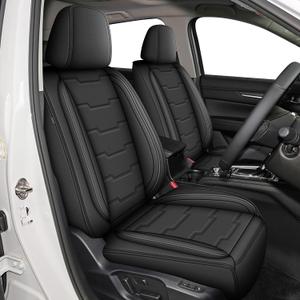 Seat Covers Full Set Custom Fit for Mazda CX5 2017-2025: Waterproof Leather Seat Cushion Protectors Comfortable Breathable Compatible Airbag (Black, 5 Seats)