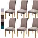 Velvet Dining Chair Covers,Dining Room Chair Covers Set of 6, Stretch Kitchen Chair Cover, Soft Washable Dining Chair Cover, Parsons Chair Slipcovers Protective, for Home, Restaurant, Banquet(Champagne)