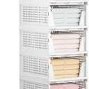 Mavivegue 5 Pack Stackable Closet Storage, Plastic Drawer Basket,Closet Organizers Storage Box for Cupboard,Bedroom, Kitchen, Bathroom, Office White