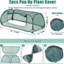 2Pack Garden Covers for Raised Beds, Pop Up Mesh Plant Covers for Outdoors, 30% Sunblock Plant Shade Tent, Crop Cage for Seedlings Vegetable Against Birds, Animals, with 8 Stakes (45"X22"X16")