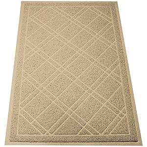 SlipToGrip Universal Door Mat, Plaid Design - Khaki, 42 x 35 - Anti Slip, Durable and Washable, Outdoor and Indoor Floor Welcome Mat - Front Door, Dust Absorbent