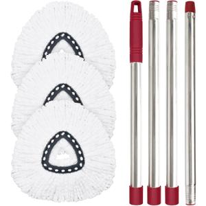 Mop Replacement for Ocedar, Mop for O Cedar, Mops Replacements Contain 4-Section Handle & 3 Pack Mops Head