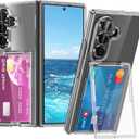 for Samsung Galaxy Z Fold 7 Case with Hinge Protection and Card Holder Military Grade Drop Protection PC Card Slot Case with Kickstand Slim Thin Cover for Galaxy Z Fold 7,Clear