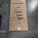 3 Step Ladder, Portable Steel Folding Step Stool with Wide Anti-Slip Pedal & Convenient Handgrip, 500lbs Sturdy Steel Ladder, Black