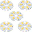 MECCANIXITY COB LED Light Chip Bead 3W 120lm 3000-3200K 23mm 9-11VDC Energy Saving Bulb for Spotlight Floodlight Replacement Warm White 5Pcs