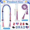 Suncalla 2026 Graduation Leis and Cords, 70 in Grad Money Ribbon Leis American Flag Theme with 11 Embroidered Patches for College Class of 2026 Graduation Party Decorations(Red,Blue,White)