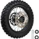 Rim tube tire 80/100-12 3.00-12 12-15MM axle 12"Complete rear wheel For small Dirt Pit Bike Trail Wheel Rim Tire Fits 125-160cc Pit Dirt Bike TTR SSR BBR Includes Brake Rotor and Sprocket