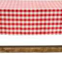 Lann's Linens (150cm x 320cm Rectangular, Red and White Checker) - 150cm x 320cm Premium Chequered Tablecloth - Rectangular Polyester Fabric Picnic Table Cover - Red & White Gingham Cloth