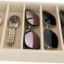 Luxurious 5 Grid Beige Velvet Eyewear Storage Sunglasses Jewelry Tray Organizer Soft Protection Drawer Divider Store Display