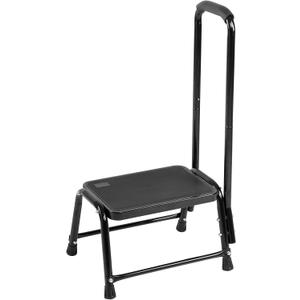 Leekpai Step Stool with Handle for AdultsSeniors Heavy Duty Holds 350 lbs.Stepping Stool for Elderly Adults, Attractive Black for Kitchen (17x12x4 Inch (Pack of 1))