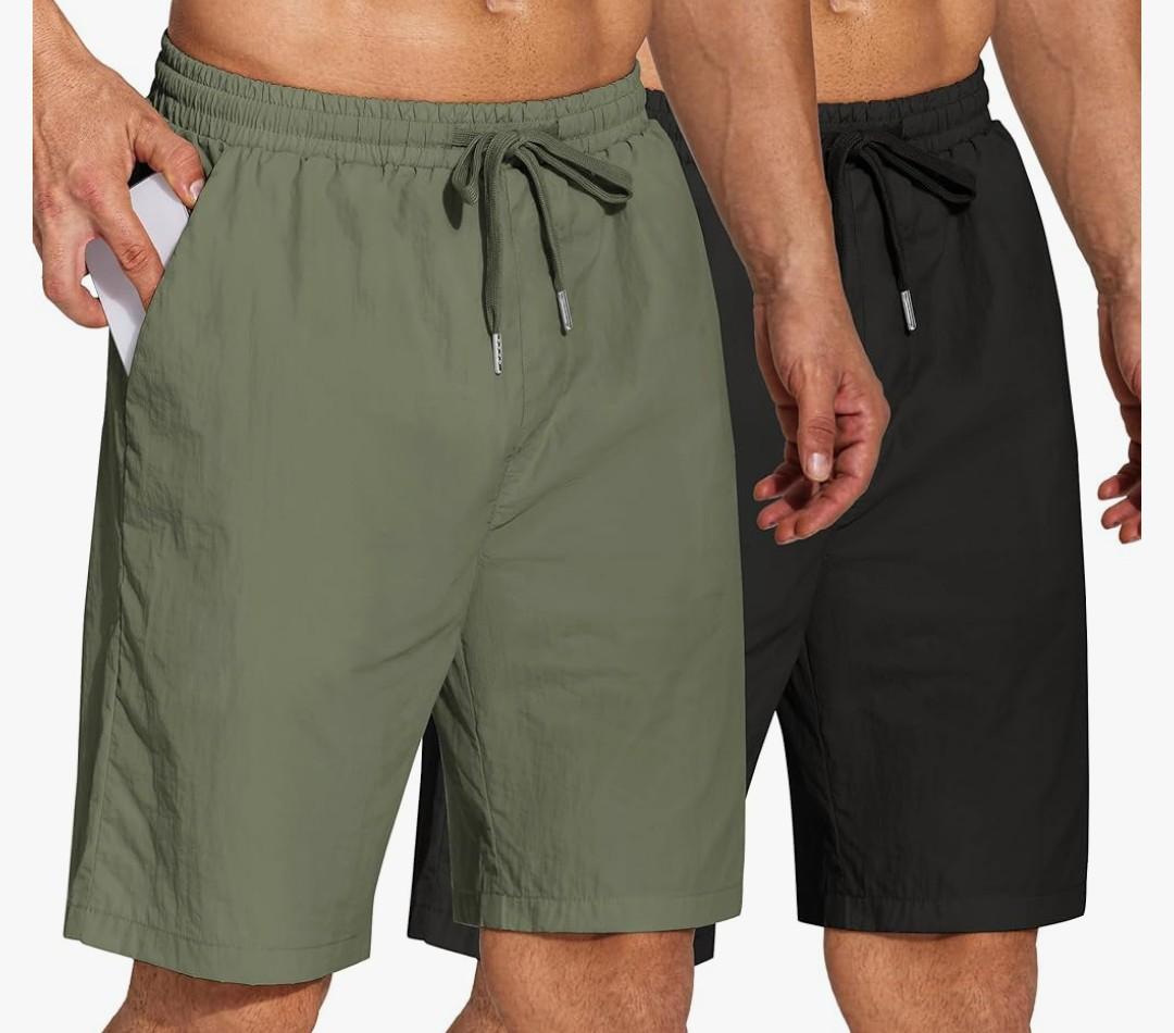 COOFANDY Men's Summer Beach Shorts Lightweight Elastic Waist Drawstring Casual Shorts with Pocket Size Medium