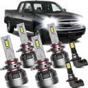 AWALITED Fits for 2003-2006 Chevy Silverado High Low Beam Fog Lights Bulbs Combo, 6000K White Plug-and-Play Super Bright Light Bulbs, Pack of 6