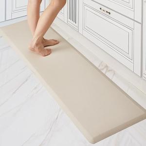 Deconovo Kitchen Mats for Floor, Kitchen Mat and Rugs Cushioned Anti-Fatigue, 17.3"x 60", Khaki, Waterproof, Non Slip, Easy-Clean, Long-Lasting and Comfort at Home, Office, Garage