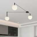 3-Light Black Glass semi Embedded Ceiling Light Suitable for Living Rooms, bedrooms, corridors, Dining Rooms, Dining Rooms, Bubble Ball Ceiling Light (DIY Design is Available), 18in