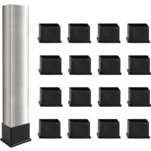 Rectangle Furniture Leg Protectors 1-1/2" x 1", Masendelk 12 Pack Black Chair Leg Caps Wood Floor Protectors, 38 x 25mm Rubber Chair Leg Covers - 12 Pieces