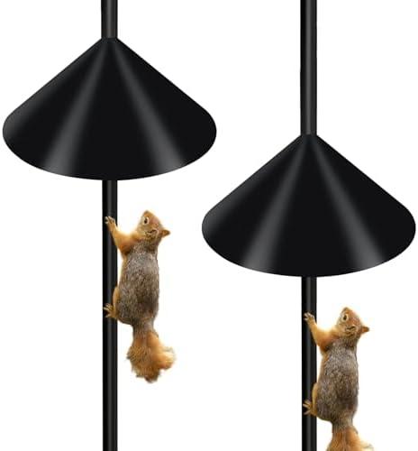 Wider Squirrel Baffle for Bird Feeder Pole, Raccoons Rodents Guard Stopper for Outside Shepherd Hooks, Easy Assembly Baffle for Bird Feeding Pole (19Inch 2 Pack Dark Black)
