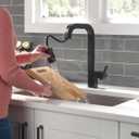 Delta Junction Matte Black Kitchen Faucet with Pull Down Sprayer, Modern Single Hole Kitchen Sink Faucet, Single Handle, Matte Black 19825LF-BL