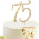 Gold 75th Birthday Cake Topper Rhinestones Cake Decorations for 75th Birthday Party
