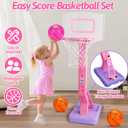 Toddler Pink Basketball Hoop Indoor Outdoor for Age 1-3, Adjustable Kids Basketball Hoop Goal, Mini Pool Basketball Hoop with 3 Inflatable Balls, Toddler Toys for 1 2 3 4 Year Old Girls Birthday Gift