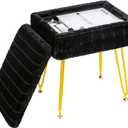 H&B Luxuries Multi-Functional Footrest Ottoman  Comfortable, Stylish, and Practical for Home & Office (Black, with Storage) (15.8"D x 18.9"W x 11.8"H)