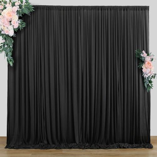10 ft x 10 ft Wrinkle Free Black Backdrop Curtain for Parties, Polyester Black Photo Backdrop Drapes for Graduation Birthday Wedding Party Stage Curtains, Background Curtains for Stand