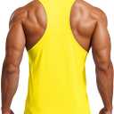 MAGCOMSEN Mens UPF 80+ Tank Tops Y Back Quick Dry Gym Workout Running Athletic Fitness Muscle Sleeveless Summer Shirts (Yellow, L)