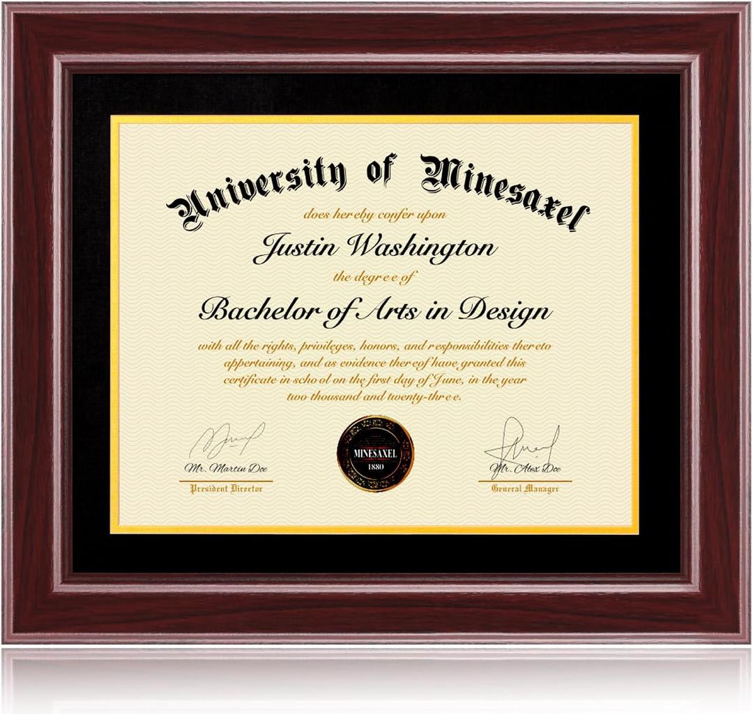 14x17 Diploma Frames 11x14 with Black Mat, Fits Degree Certificate Document, 17 x 14 Cherry Red Frame with Tempered Glass Panel for Wall Mounting
