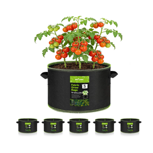 BN-LINK 5-Pack 10 Gallon Grow Bags, Heavy Duty Aeration Fabric Pots with Handles, Thickened Nonwoven Plant Bags for Vegetables, Flowers, Fruits