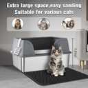 Suhaco XXL Stainless Steel Litter Box with High Sided Deep Side Entry Deep Extra Large Metal Litter Box Included Mat & Scoop Anti-Urine Leakage Cat Litter Boxes for Big Cats (Grey)