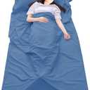 Sleeping Bag Liner Camping Travel Home Bed Sheet Lightweight Breathable Hotel Compact Sacks (45.3 * 82.7", Blue)