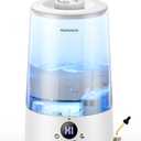 Homvana Humidifiers for Bedroom Home, 3.6 L Cool Mist Top-Fill 34H Super Long Time, Quiet 23dB, Baby Humidifier, Oil Diffuser for Large Room, House, Plant, Nursery, BPA FREE, Ultrasonic (Transparent)