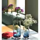 CONVIVA Blue Glass Vases for Flowers Set of 2, Modern Blown Glass Cylinder Centerpieces,Heavy Thick Ombre Home Decor for Coastal Dining Table, Tall and Small 10" & 7"
