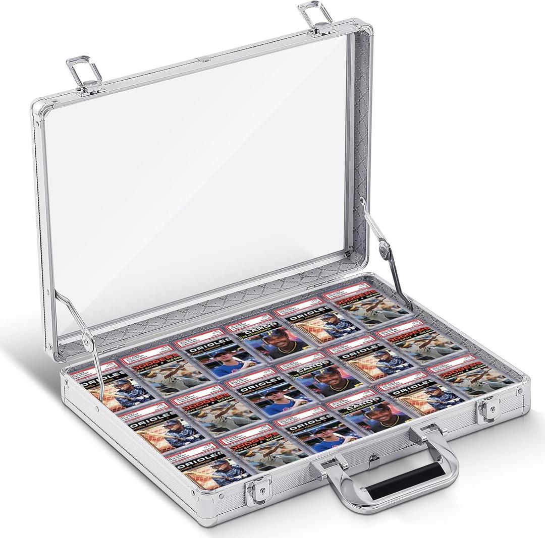 Trade Show Display Case Table Top Portable Aluminum Sports Card Display Case Frame with Clear Acrylic Showcase with Locks for Jewelry Craft Collector Shows (16"x12", Silver)