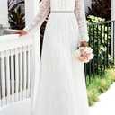 Cercis Womens Off The Shoulder Floral Lace Maxi Wedding Dress Boho Flowy Wedding Guest Formal Long Dresses (White, M)