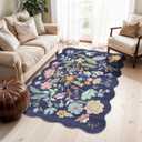 Washable 3x5 Entryway Area Rugs: Ultra Soft Low Pile Carpet for Kitchen Nursery Indoor Light-Weight Doormat Anti-Slip Thin Water-Resistant Rug for Living Room Bedroom Small Floor Mat(3x5,Purple)