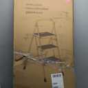 HBTower Step Ladder, Folding Step Stool with Wide Anti-Slip Pedal, Sturdy Steel Ladder, Convenient Handrail, Lightweight, Portable Steel Step Stool (Black)