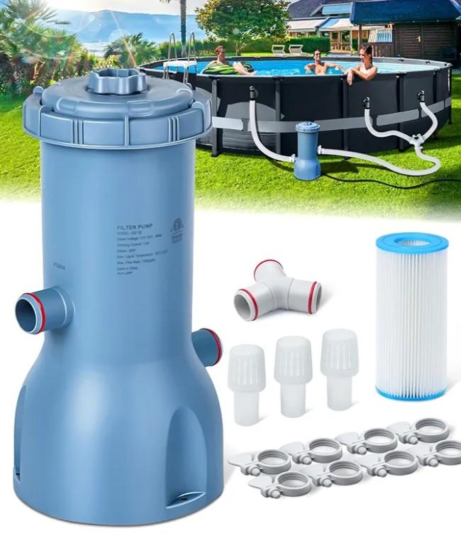 KimFilter Pro Series 1000 GPH Above Ground Pool Filter Pump, Powerful Pool Cartridge Filter Pump, Water Circulation and Filtration System -Improved Water Clean & Clarity, Pools Pumps Above Ground-Gray