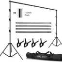 HYJ-INC 10 x 10Ft Photo Video Studio Heavy Duty Adjustable Muslin Backdrop Stand Background Support System Kit for Photography with Carrying Bag4 Pcs Spring Clamps