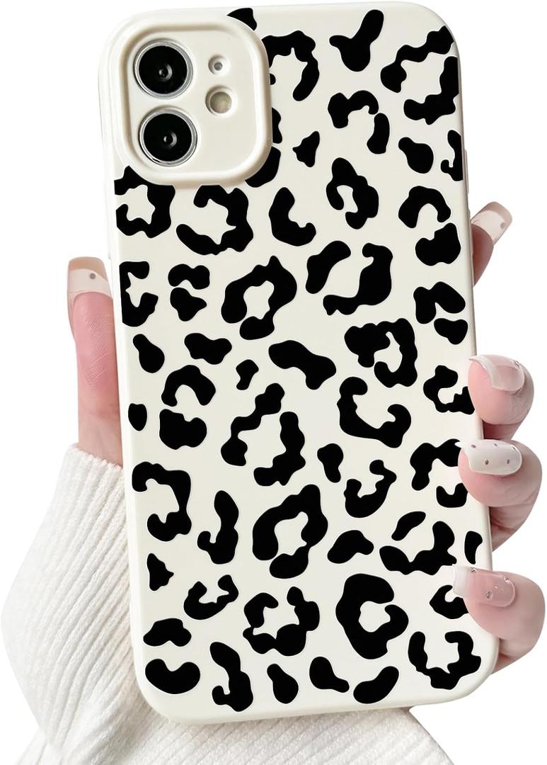 NITITOP Compatible with iPhone 11 Case Aesthetic Cute Leopard Print Pattern for Women Girls Men Trendy Slim Fit TPU Bumper Silicone Shockproof Full Camera Protection Cover - Black White