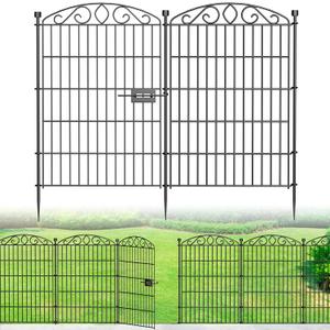 12 Panel Garden Fence with Gate - 36in H x 24.1 ft L, No Dig Rustproof Metal Tall Animal Barrier for Dogs Rabbits, Decorative Outdoor Border for Yard, Patio, and Flower Beds