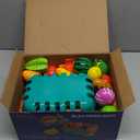 100 PCS Cutting Play Food Toy for Kids Kitchen, Pretend Food Toys for Toddlers, Play Kitchen Toys Accessories with 2 Baskets, Fake Food/Fruit/Vegetable, Birthday Gifts for 3 4 5 Years Old Boys Girls (Blue)