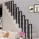 2Pcs U-Shaped Stair Handrail, Matte Black Hand Rail for Indoor Steps, Wrought Iron Outdoor Stair Railing for Porches, Decks, Lofts, 35.4in (2Pcs, Black)