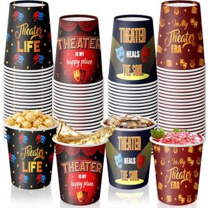 Jingmore 100 Count Theater Party Paper Cups 9 oz Musical Theater Broadway Disposable Hot/cold Beverage Drinking Cups for American Musical Theatre Drama Party Supplies Decoration