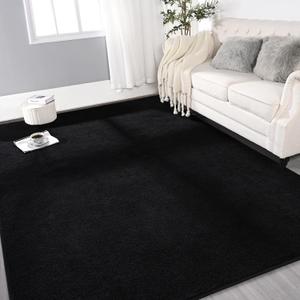 Gifeas Large Ultra Soft Modern Area Rugs for Living Room Bedroom, 5x8 Feet Black Thickened Memory Foam Indoor Solid Minimalist Carpets, Non-Slip Comfy Rug for Boys Girls Nursery Room Home Decor