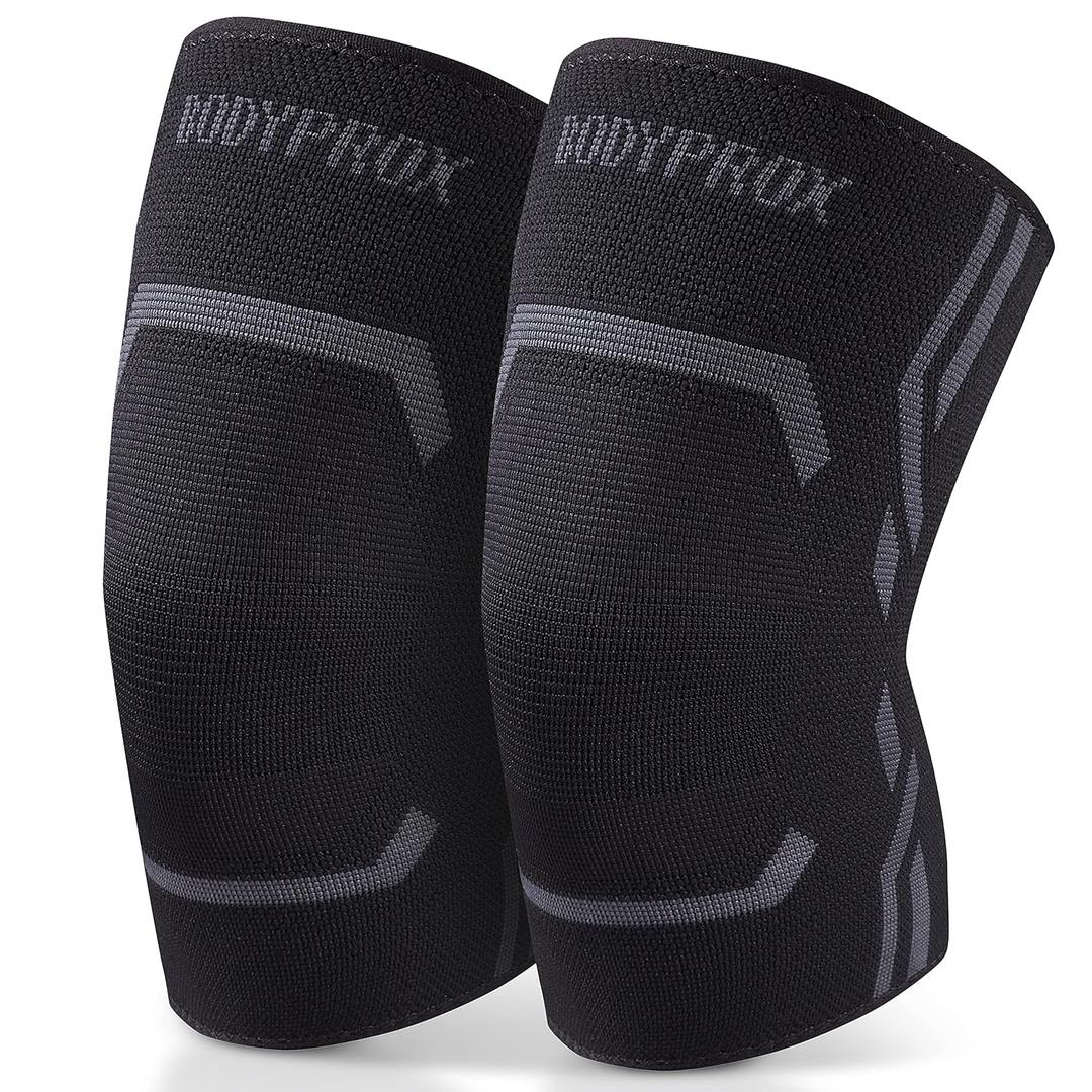 Bodyprox Knee Compression Sleeve for Men and Women (2 Pack), Knee Support Brace for Running and Work out (Large)