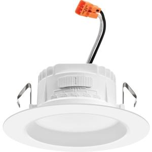 Juno 4 Inch LED Recessed Lighting, RetroBasics Series LED Downlight Trim Kit, Regressed 4" Ceiling Light with 5-in-1 Switchable White Color, 625 Lumens, Baffle Trim, Matte White