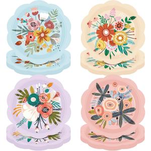 Pickmesh 60 Pcs Floral Paper Plates 7 Inches Vintage Flower Disposable Dinner Dessert Plates for Baby Shower Bridal Shower Birthday Wedding Tea Party Decoration Supplies